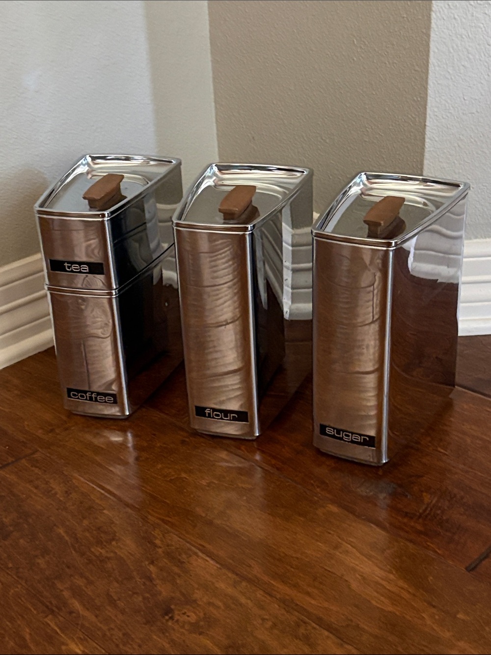 Stainless Steel Kitchen Canister Set (Silver) - Tea Coffee Flour Sugar